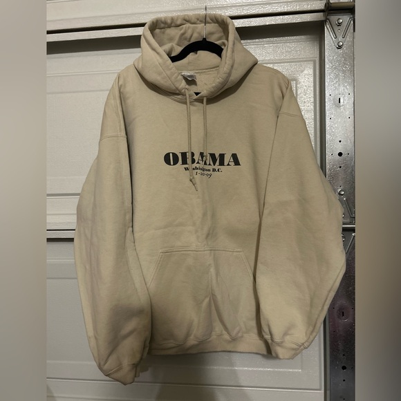 Vintage Obama 2009 Presidential Cream Hoodie Sweatshirt XL Inauguration Dreamer - Picture 10 of 14